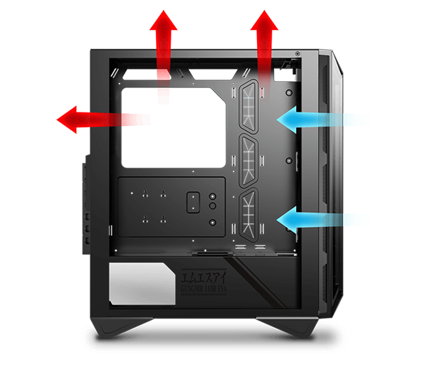 MSI MPG GUNGNIR 110R EVA e-PROJECT Black Computer Case MSI MPG GUNGNIR 110R EVA e-PROJECT Black Computer Case